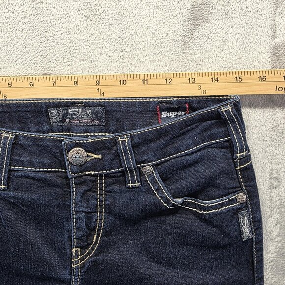 Silver Jeans Co Suki High Capri Jeans Womens W31 L24 Dark Wash Super Stretch - Picture 8 of 11